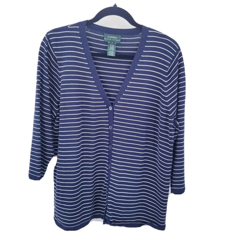 Lauren ralph lauren 1x striped cardigan silk blend